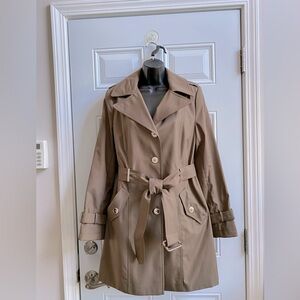 Calvin Kline Khaki Hooded & Belted Raincoat